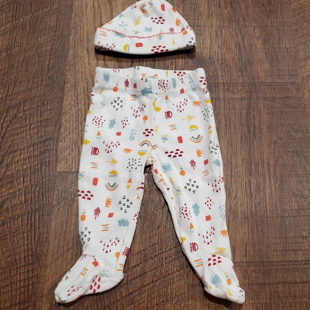 Carter Little Planet Matching Set Top Pants Hat Ribbed Organic Cotton Rainbow 3M